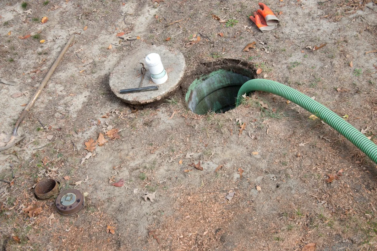 Septic system with green plumbing tube
